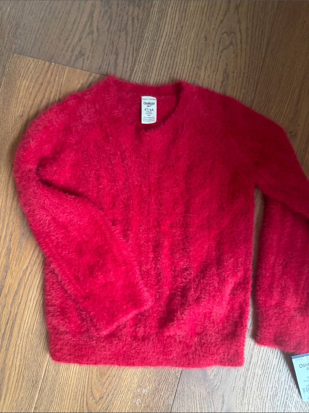 OshKosh B'gosh Bright Red Fuzzy Crewneck Sweater